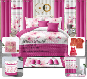Parure de lit 22 pièces avec rideaux assortis, personnalisable, ensemble de literie 26 pièces, dessus de lit, ensemble de draps avec ensembles de salle de bain - Product Image 6