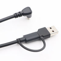 Câble de charge multi-connecteurs 3 en 1 avec prises USB Type-C et USB-A mâles, câble portable noir pour appareils mobiles