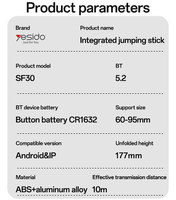 Yesido BT5.2 Télécommande détachable universelle avec trépied intégré, bâton de selfie, support de téléphone SF30
