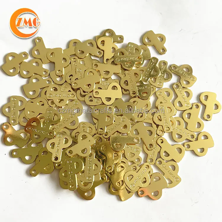 wholesale round shape gold plating brass metal custom jewelry logo tags