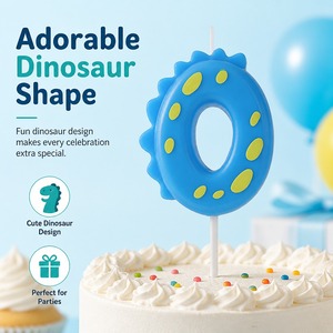 Bougie d'anniversaire en forme de dinosaure mignon, chiffres de dessin animé, décoration de gâteau pour enfants, thème dinosaure, fête d'anniversaire - Product Image 1