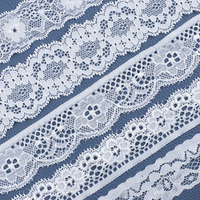 Accessoires en dentelle française élastique blanche pour col et poignets de robe, motif floral, dentelle brodée de 2-3 cm en stock
