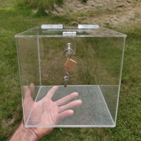Klares quadratisches Acryl-Schließfach Plexiglas-Spendenbox mit Schloss Scharnierdeckel