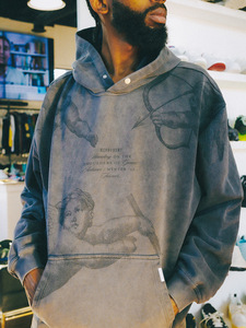 Felpa con Cappuccio in Cotone Oversize Unisex con Stampa 'Little Angel Cupid' Stile Streetwear Effetto Vissuto - Product Image 3