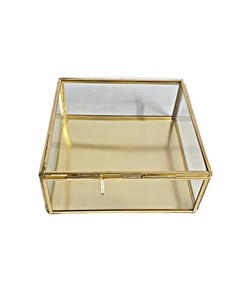Caja de almacenamiento de latón y vidrio, organizador de joyas, caja de soporte para invitación - Product Image 1