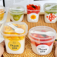 Boîtes en plastique PP de 280 ml, 220 ml, 180 ml pour yaourt, crème glacée, gelée, pudding, gâteau au lait, avec couvercle et cuillère