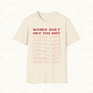Camiseta feminista para mujer Don't Owe You Sh*t, estilo vintage, cuello redondo, manga corta, 100% algodón, corte regular, para todas las estaciones - Product Image 1