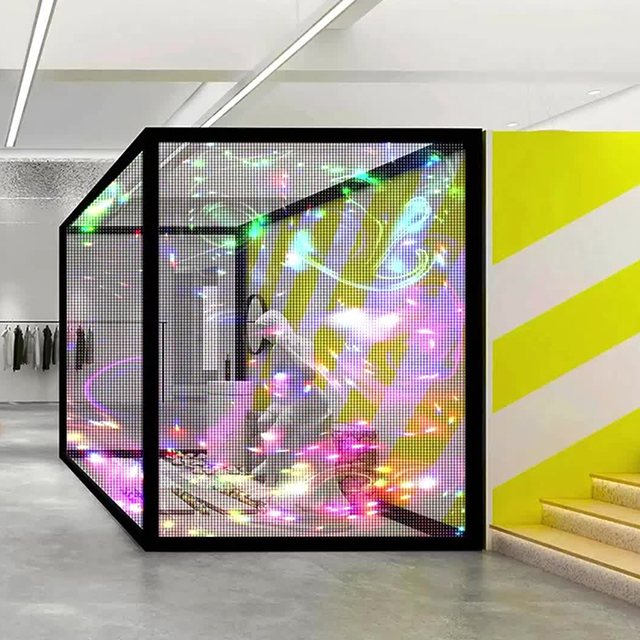 3D LED Transparent Advertising Display Screen Indoor Outdoor Application P2.9 P3.91 P4.81 Prices Storefront Window Display