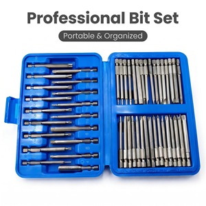 50 Piece Extended <b>Screwdriver</b> <b>Bit</b> <b>Set</b> Magnetic Torx Hex Phillips Flathead Blue Plastic Storage Box - Product Image 3