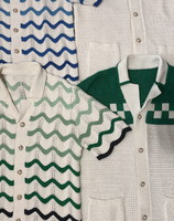 Ensembles de Pulls Homme Tricotés en Maille Ajourée d'Été, Cardigan Court en Crochet avec Logo Personnalisé