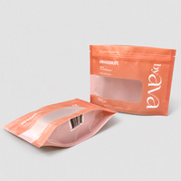 Sacs d'emballage en plastique de qualité alimentaire imprimés sur mesure, transparents, refermables avec fermeture éclair, à fond plat, avec fenêtre transparente givrée