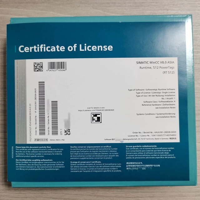 6AV6371-1CA07-5AX0 WinCC/WebUX V7.5 SP2 Server Software for Industrial Automation SCADA HMI Systems