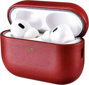 Étui en cuir véritable ciré à l'huile pour <span class=keywords><strong>AirPods</strong></span> Pro 1/<span class=keywords><strong>2</strong></span>/3, fait main, couverture intégrale, résistant à l'eau, anti-rayures, protection - Product Image 1