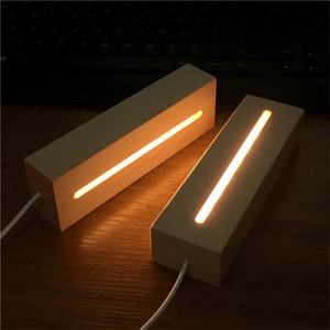 Lámpara Nocturna Rectangular USB de Madera de Haya, Diseño Minimalista con Interruptor, para Bases de Acrílico, para Sala de Estar, Gran Venta - Product Image 4