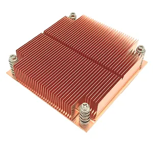 Hongyi Intel soquete LGA 1150 1155 1156 1151 1200 95W melhor 1U passiva cobre skiving fin CPU cooler dissipador de calor dissipador para servidor