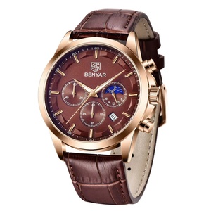Reloj de Negocios para Hombre BENYAR, Correa de Cuero, con Fecha, Resistente al Agua, Función Luminosa, Reloj de Precisión - Product Image 1