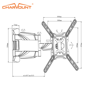 Support mural TV pivotant pour best-sellers, bras simple, adaptateurs 400x400mm, compatible 26-55'' LCD, inclinable, en acier entièrement soudé, bras simple 400x - Product Image 3