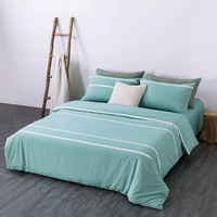 Parure de lit en velours brodé, housse de couette rayée, couvre-lit blanc pour hôtel, drap de lit, draps d'hôtel blancs