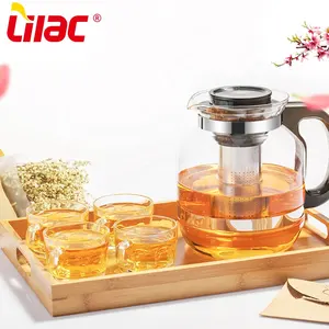 Lilac BSCI SGS LFGB top seller Stainless Steel filter tea and coffee kettle glass cups and glass tea pots