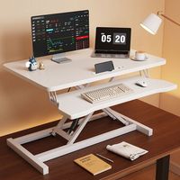 Support de bureau en bois réglable en hauteur pour ordinateur, modèle pneumatique pliable pour utilisation debout, idéal pour ordinateurs portables et surface de travail de bureau