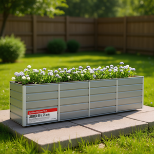 Jardinière en acier Garden2Me 240 x 80 x 75 cm, rectangulaire, décoration extérieure, design moderne - Product Image 2