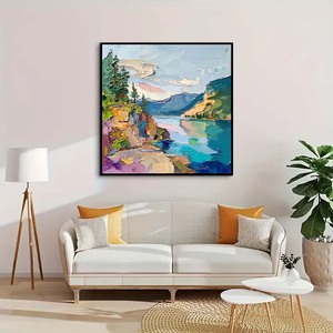 Nuevo estilo, textura gruesa, paisaje, pintura al óleo, Cordillera, Arte con <span class=keywords><strong>pino</strong></span>, lienzo, Base, decoración mural - Product Image 5