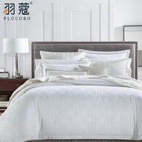 Ensemble de literie d'hôtel moderne en jacquard 100% coton blanc 260TC 4 pièces pour hôtels et hôpitaux 5 étoiles