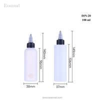 Bouteille en plastique souple PE Ecannal de 100 ml avec bouchon à vis et joint pour parfums, huiles capillaires, adhésifs et encres