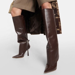 Botas Largas con Estampado de Piedras para Mujer, Tacones Altos, Punta Puntiaguda, Botines Sexys hasta la Rodilla, Superpuestos sobre Zapatos de Tacón de Aguja - Product Image 1