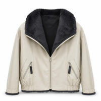 Parka Courte Femme Luxe Premium Coupe-Vent avec Col en Fourrure Oversize pour Tenue Décontractée et Urbaine