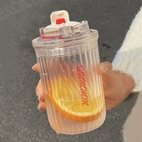 Bouteille d'eau en plastique transparente avec infuseur à thé et corde, tasse portable pour l'école
