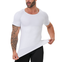SYPDX01 T-shirts de compression amincissants à manches courtes pour hommes avec double couche de Spandex/Nylon pour le contrôle du ventre