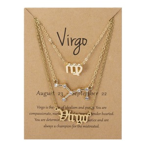 Collier trois pièces serti de diamants avec symboles des douze signes du zodiaque, style rétro - Product Image 6