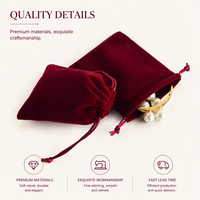 Pochette à bijoux en velours bordeaux doux pour l'emballage cadeau, le rangement et les commandes de vente au détail