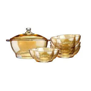 amber heat-resistant high borosilicate glass bowl kitchen tableware set