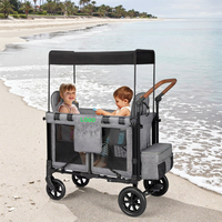 Poussette-wagon pliable de luxe pour bébé, 2 places, pour le camping en plein air, poussette-wagon double pour enfants, 2 places avec auvent