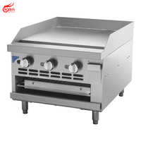 Grill de comptoir professionnel à gaz, double combustible (GN/GPL), en acier inoxydable, pour restaurants (GS24LT)