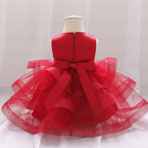 Vêtements pour tout-petits en promotion, robe de soirée élégante en satin superposé pour petites filles, L1929XZ - Product Image 2