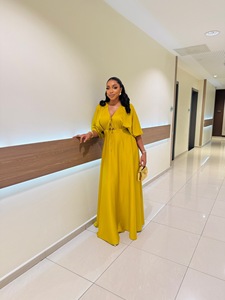 Abiti Estivi Trendy da Donna, Casual e Sexy con Scollo a V e Lacci, <span class=keywords><strong>Mezza</strong></span> <span class=keywords><strong>Manica</strong></span>, Tinta Unita, Vestiti Lunghi, Abito Maxi da Donna - Product Image 6