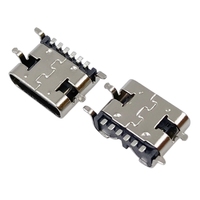 Connecteur de Port de Charge Rapide USB 3.0 Type C 6 Broches SMT SMD Femelle, Coque en Acier Inoxydable, Longueur 6,8 mm, Vente en Gros Usine