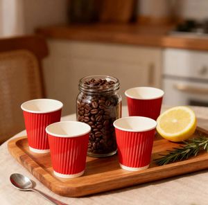Gobelets en papier ondulé compostables de 16 oz, personnalisés et imprimés, pour boissons à emporter, avec couvercles à boire, vaisselle jetable - Product Image 2