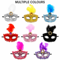 Masque de Soirée en Plumes, Dentelle et Strass Léger pour Carnaval, Mardi Gras, Fête Costumée, Cadeau, OEM