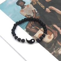 Bracelet de couple Yin Yang Tai Chi en pierre de lave 5A noir et blanc tressé, idéal pour un cadeau - Vente chaude