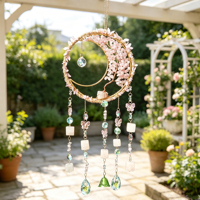 Attrape-soleil simple et coloré en pierre, Arbre de Vie, Décoration de rebord de fenêtre, Carillon éolien, Artisanat, Pendentif lune, Pendentif en cristal