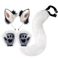Ensemble de masques queue de renard pour fête de carnaval et d'Halloween, avec mignons gants en forme de patte, accessoires de costume de cosplay faits à la main, unisexe, pour enfants