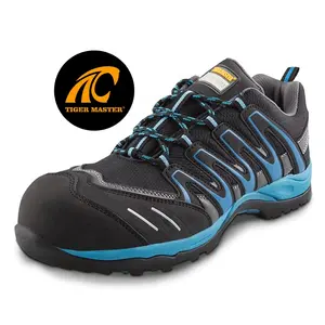 Suela de goma EVA antideslizante azul resistente al ácido y al aceite, zapatos de seguridad para hombres con punta compuesta no metálica a prueba de pinchazos