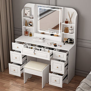 Tocador personalizado de madera maciza de material ecológico con espejo y cajones, tocador de dormitorio Vani de maquillaje - Product Image 1