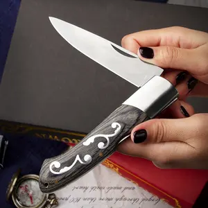 Fabriek Directe Verkoop 3cr13 Jacht Folding Pocket Knife Met Pure Black Gekleurde Houten Handvat