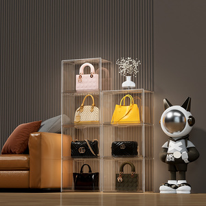 Acrylic Rõ Ràng Minh Bạch Túi Xách Tổ Chức Lưu Trữ Cho Tủ Quần Áo Với Biểu Tượng Tùy Chỉnh Có Thể Xếp Chồng Khổng Lồ Từ Hiển Thị Bộ Sưu Tập Hộp - Product Image 2