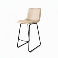 Tabouret de bar minimaliste CAL 117, rembourré, en similicuir imperméable, chaise haute de bar, structure en métal industriel, pour restaurant